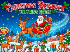 שפּיל Christmas Reindeer Coloring Pages אָנליין