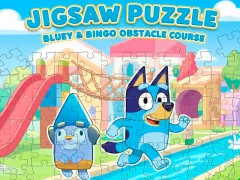 שפּיל Jigsaw Puzzle: Bluey & Bingo Obstacle Course אָנליין