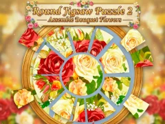 שפּיל Round jigsaw Puzzle 2 - Assemble Bouquet flowers אָנליין