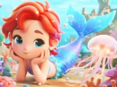 שפּיל Jigsaw Puzzle: Chibi Mermaid Marshmallow Jellyfish אָנליין