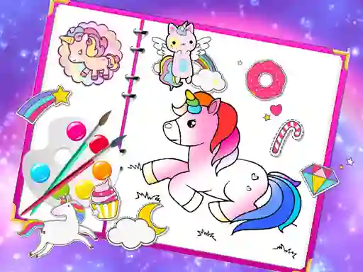 שפּיל Fabulous Cute Unicorn Coloring Book אָנליין