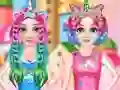 שפּיל Princesses Rainbow Unicorn Hair Salon אָנליין