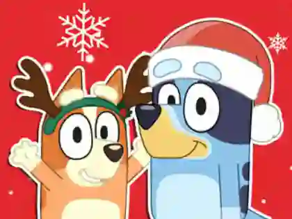 שפּיל Jigsaw Puzzle: Bluey Christmas Gift אָנליין