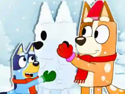 שפּיל Jigsaw Puzzle: Bluey Christmas Snowman אָנליין