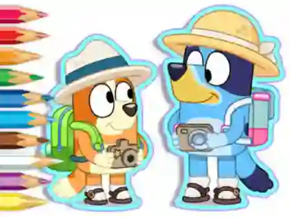 שפּיל Coloring Book: Bluey Camping אָנליין