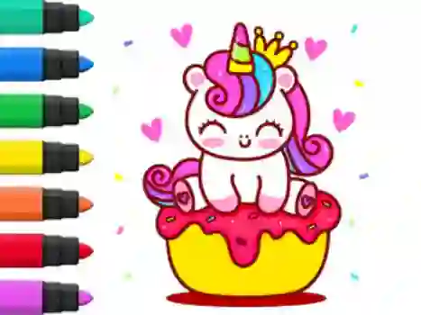שפּיל Coloring Book: Unicorn Cupcake אָנליין