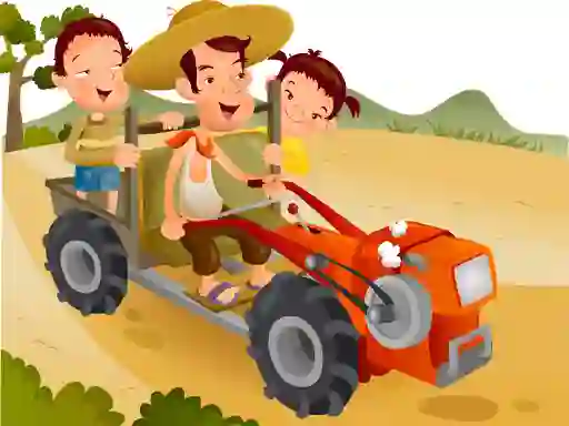 שפּיל Cartoon Tractor Puzzle אָנליין
