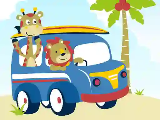שפּיל Cute animals with cars difference אָנליין