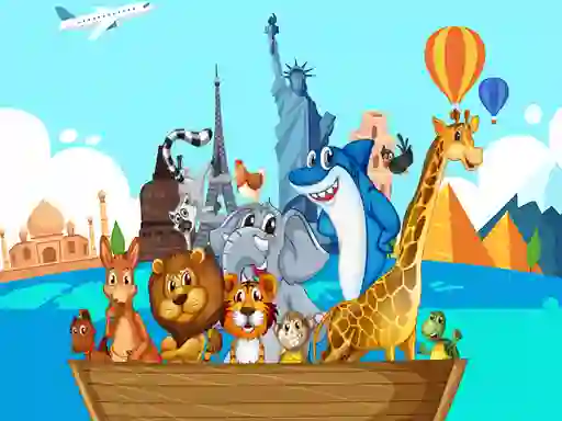שפּיל Crazy Friends Travel The World Puzzle אָנליין