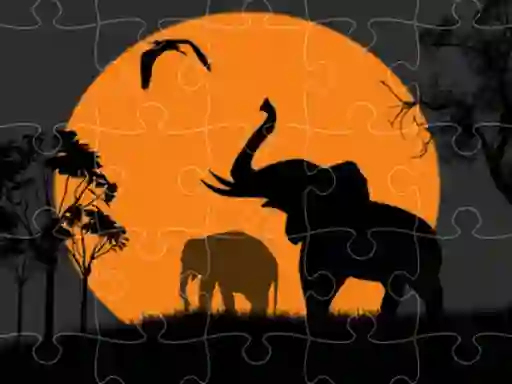 שפּיל Elephant Silhouette Jigsaw אָנליין