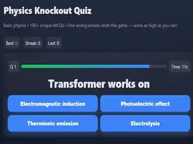 שפּיל Physics knowledge quiz אָנליין