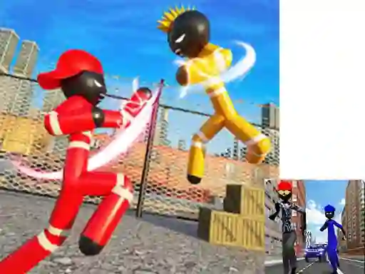 שפּיל Stickman Police vs Gangsters Street Fight אָנליין