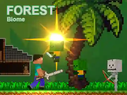 שפּיל Noob vs Zombies - Forest biome אָנליין