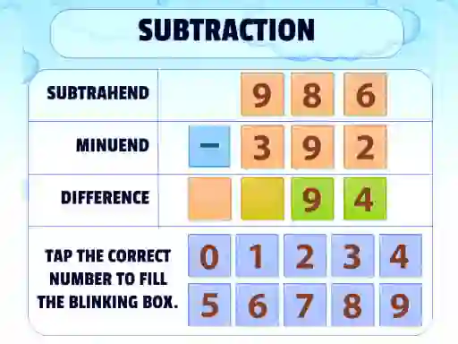 שפּיל Subtraction Practice אָנליין